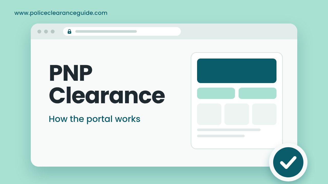 PNP clearance portal shown in a browser window with a padlock and a check mark