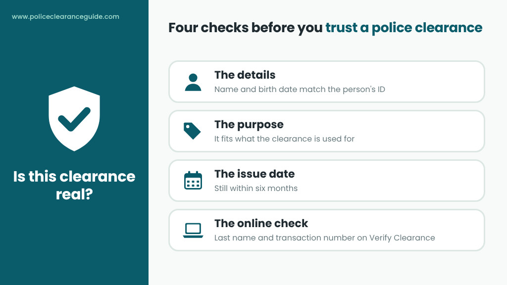 Four checks before you trust a police clearance: details, purpose, issue date and the online verification