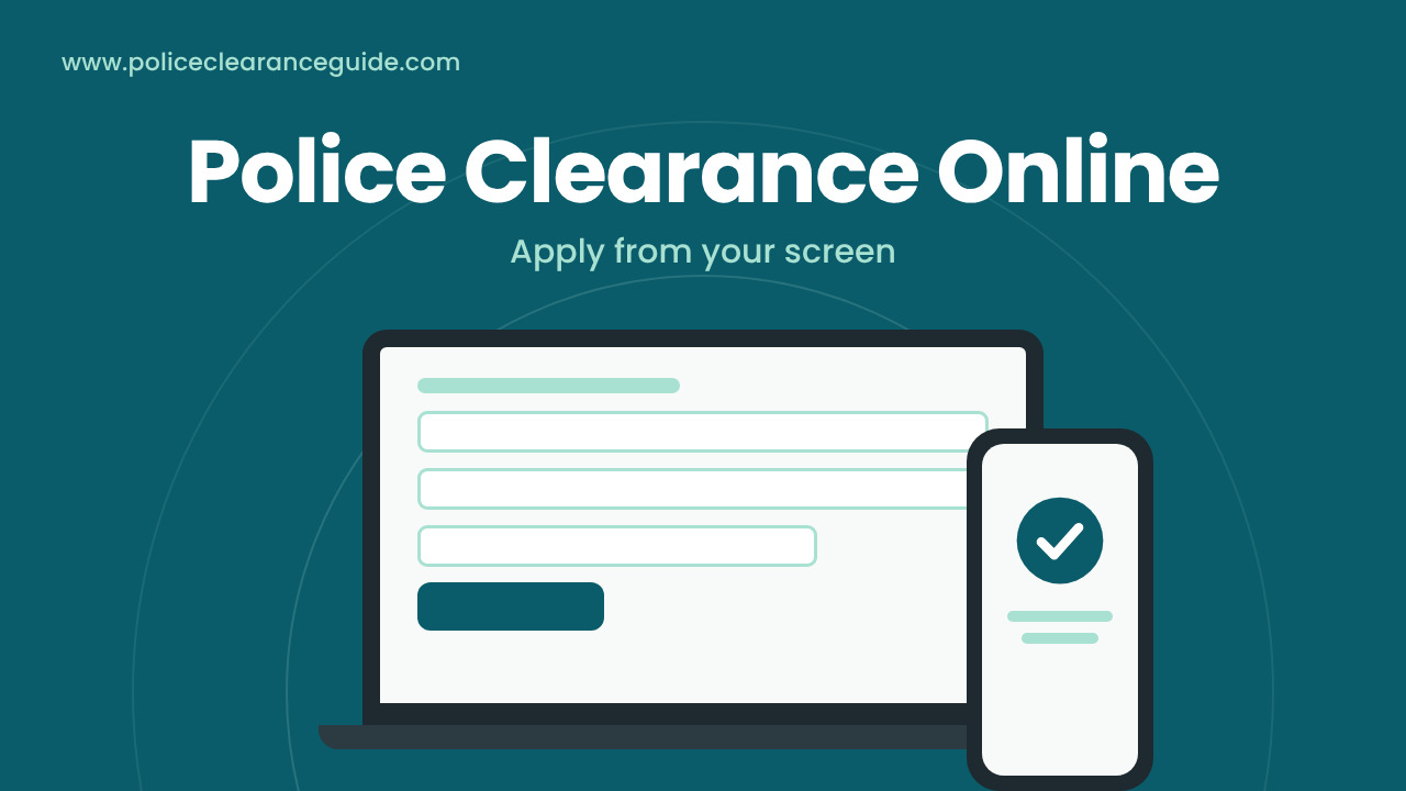 Applying for police clearance online on a laptop and a phone