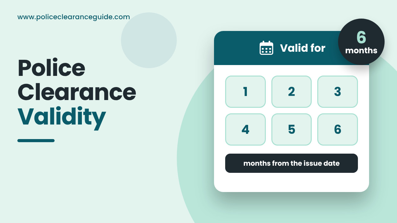 Calendar marking six months of police clearance validity from the issue date